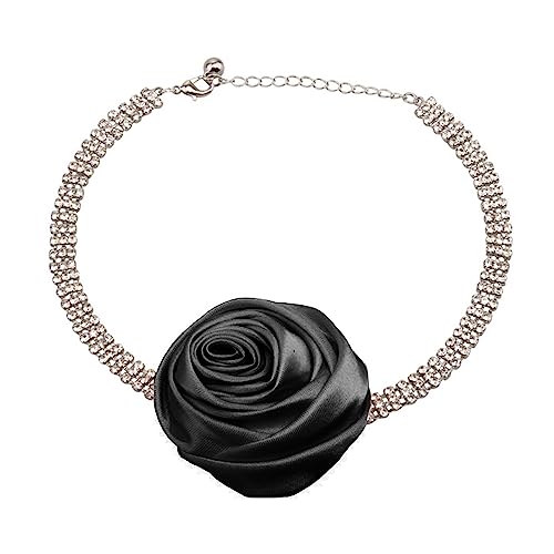 Zkydhbd Rose Blumenkragen Halskette Elegante Schlüsselbeinkette Vintage Halshöhe Neckkette Halskette Mode Schmuck Süßes Kühles Rose Retro Vintage Floral Halshöcher Statement Statement von Zkydhbd