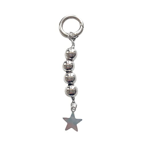 Zkydhbd Round Perlen Star Keychain Für Frauen Süßer Cooler Trend Mode Anhänger Vintage Ästhetisches Accessoires Geschenkkreis Schnalle Keyring von Zkydhbd