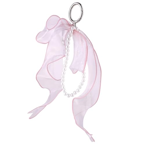 Zkydhbd Schöne Bowknot Schlüsselkette Verschönerung Unterscheidbarer Ribbon Bowknotschlüsselanhänger Mit Perlenringen Stilvolle Charmezubehör Trendy Ribbon Bowknot Keychain Accessoire von Zkydhbd