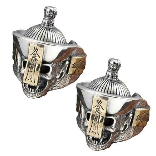 Zkydhbd Set Von 2 Gothics Schädel Halskette Ringe Anhänger Stylish Skull Head Form Schmuckzubehör Handgefertigte Schmuckfunde Schädel Schmuckanhänger Anhänger von Zkydhbd
