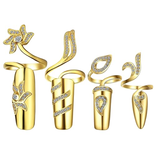 Zkydhbd Set Von 4 Gold/Silberknöcheln Ringe Für Moderne Fingerhähne Fingernagel Accessoire Für Partys Und Versammlungen Gold/Silber Offen von Zkydhbd