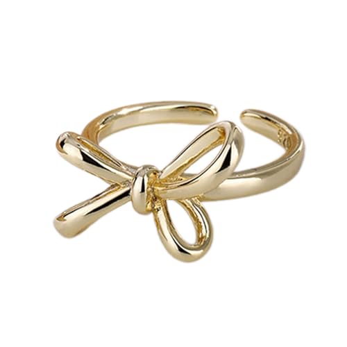 Zkydhbd Silbergoldene Fliege Tie Ringe Für Mädchen Süßer Bogenknoten Ringe Schmetterling Knoten Dekorationen Legierung Minimalistischer Schmuckringe Trendy Accessoire von Zkydhbd