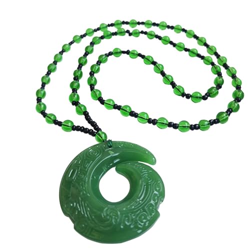 Zkydhbd Stilvolle Halskette Mit Perlenköpfiger Runder Hungerhalter Halsschmuck Auffällige Hals Accessoire Zierzy Colarbone Kette Mit Runden Jadeanhänger Für Modeliebhaber von Zkydhbd