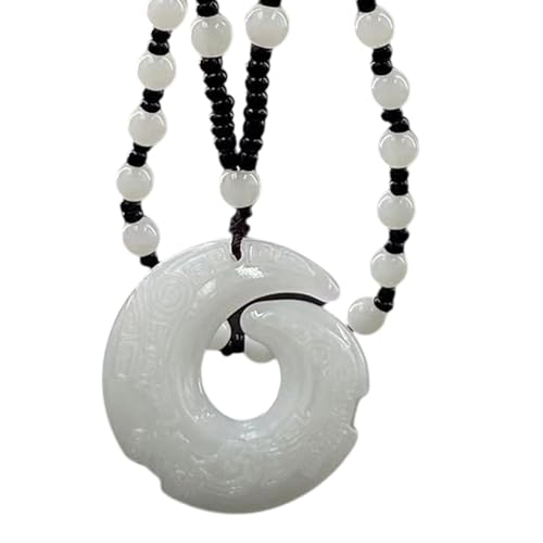Zkydhbd Stilvolle Halskette Mit Perlenköpfiger Runder Hungerhalter Halsschmuck Auffällige Hals Accessoire Zierzy Colarbone Kette Mit Runden Jadeanhänger Für Modeliebhaber von Zkydhbd
