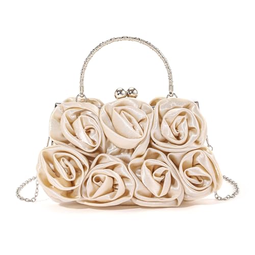 Zkydhbd Stilvolle Rose Dekorierte Satins Clutches Tasche Für Hochzeit von Zkydhbd