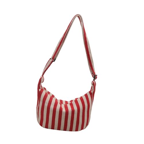 Zkydhbd Stilvolle Striped Canvas Crossbody Tasche Für Frauen Praktische Umhängetaschen Satchel Für Einkaufsbüro Und Ungezwungene Reisen Gestreifte Leinwand Umhängetasche von Zkydhbd