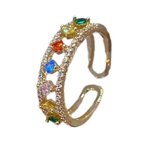 Zkydhbd Stilvolle Verlobungsringe Frauen Geometrisch Zirkongold Verstellbarer Öffnung Fingerschmuck Für Frauen Und Mädchen Mode Accessoire von Zkydhbd