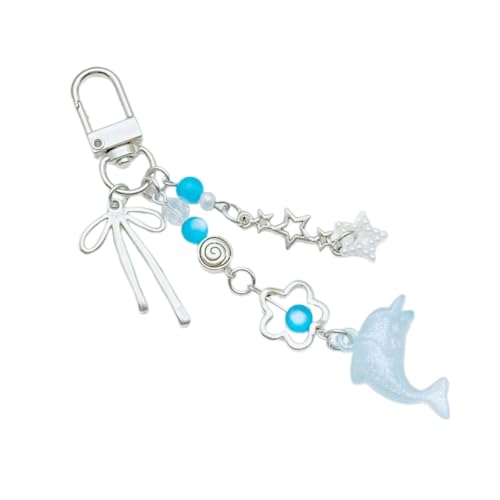 Zkydhbd Stilvoller Delphin Anhänger Keychain Acryl Perlen Keyring Modezubehör Vielseitige Tasche Und Telefon Hanging Ornament Delphin Keychain von Zkydhbd