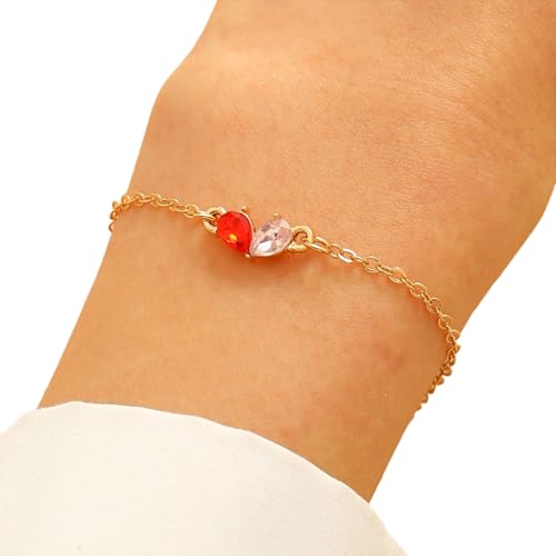 Zkydhbd Styles Gold Heart Armband Mit Geburtssteinen Stabil Legierung 14K Plattierung Für Frauenschmucksammlung Täglich Gebrauch von Zkydhbd