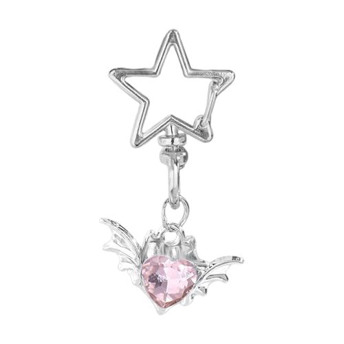 Zkydhbd Stylish Heart and Butterfly Anhänger Keychain Trendy Hollow Sternschlüsselringe Mit Bowknotherz Anhänger Für Bag Key Geldbeutel Hollow Star Charme von Zkydhbd