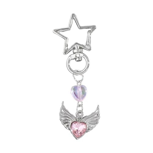 Zkydhbd Stylish Heart and Butterfly Anhänger Keychain Trendy Hollow Sternschlüsselringe Mit Bowknotherz Anhänger Für Bag Key Geldbeutel Hollow Star Charme von Zkydhbd