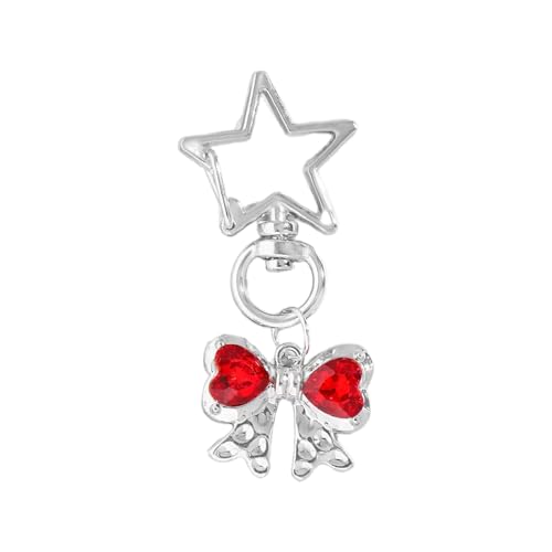 Zkydhbd Stylish Heart and Butterfly Anhänger Keychain Trendy Hollow Sternschlüsselringe Mit Bowknotherz Anhänger Für Bag Key Geldbeutel Hollow Star Charme von Zkydhbd