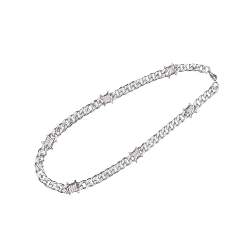 Zkydhbd Stylish Thorn Design Cuban Chain Halskette Armband Kreatives Neckketten Armband Für Tägliche Verschleiß Und Partys Nervöhne Halskette von Zkydhbd