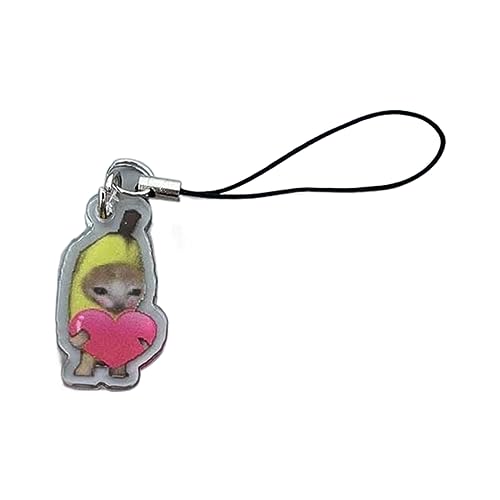 Zkydhbd Süße Bananenkatze Schlüsselbund Für Schüler Lustige Anhänger Lanyard Dekorationen Katzencharme Telefonkette Anti Lost Gurt Dekore Süße Bananenkatze Keychain von Zkydhbd