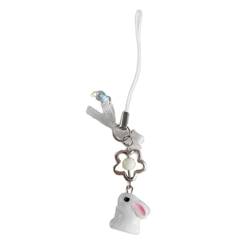 Zkydhbd Telefon Charme Kaninchen Anhänger Keychain Telefonkette Gurt Lanyard Rucksack Ornament Bag Accessoire Auto Schlüsselhalter Telefonkette von Zkydhbd