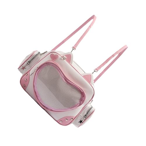 Zkydhbd Trendy Display Tasche Mit Verstellbarem Riemen Und Geräumige Innenschule Rucksack PU Umhängetaschen Für Schüler Süße Katzen Rucksäcke von Zkydhbd