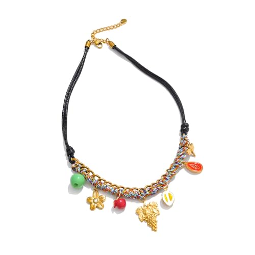 Zkydhbd Trendy Geflochtene Seil Halskette Mit Traubencluster Charme Stylish Colarbone Schmuck Für Daily Wear Traubendesign Juwely Mit Trottelkette von Zkydhbd