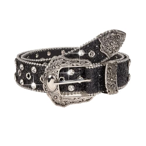 Zkydhbd Voller Pailletten Taillengürtel Mit Dornschließe Für Erwachsene Punk PU Taillengürtel Für Frauen Mantel Kleid Dekorativ Länge Anpassen von Zkydhbd