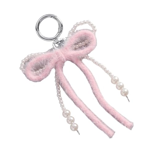Zkydhbd Weiches Garn Und Kunstperlen Bowknot Anhänger Key Farbenfrohe Schlüsselbundhandtasche Dekoration Für Mädchen Und Trendsetter Nette Schlüsselschmuck von Zkydhbd