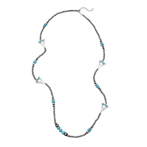 Zkydhbd Western Inspire Statement Stücke Perlen Halskette Mit Nachahmung Türkisbullter Für Musikfestivals Und Partys Kostüme Schmuck von Zkydhbd