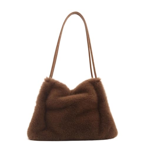 Zkydhbd Winter Casual Pelry Eimer Umhängetasche Weiche Plüsch Unterarm Satchel Fuzzy Große Kapazität Handtasche Geldbörse Für Frauen Alltagspendlertasche von Zkydhbd