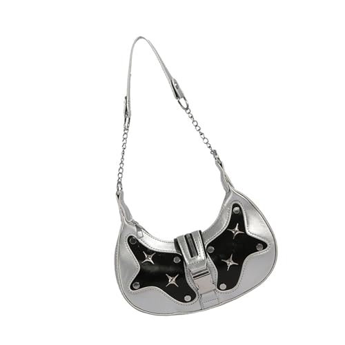 Zkydhbd Womens Stilvolle Umhängetasche Pendeln Pu Leder Achselhalterung Halbmoom Kette Achselhalt Trendy Handtaschen Frauen Mode Achselhaut PU Leder Handtasche Kette Schulter Halb Moom von Zkydhbd