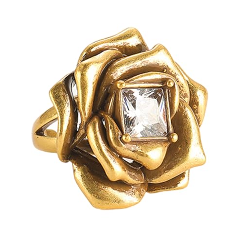 Zkydhbd Zarte Blütenringe Anhänger Halskette Ohrringe Accessoire Für Frauen Mit Mehrschichtigen Rosen Und Quadratischen Zirkon Einzigartige Designs Halskette von Zkydhbd