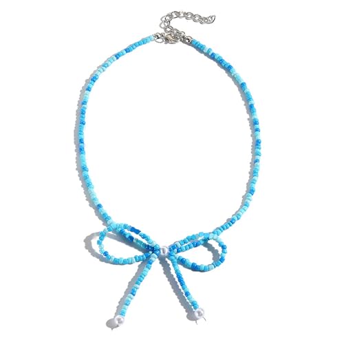 Zkydhbd Zarte Bowknot Schlüsselbeinkette Acryl Perlen Schmetterling Bugkragen Halskette Schmuck Schlüsselblatt Kette Für Frauen Mädchen Halskette Für Mode Vorwärts Frauen von Zkydhbd
