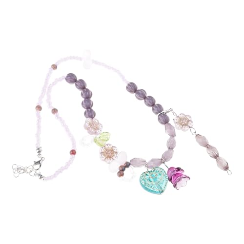 Zkydhbd Zarte Perlen Herz Halskette Antike Stiles Blumendetail Neckchain Verstellbare Länge Schlüsselbein Kettenhals Halszubehör Vielseitige Perlen Partyzubehör von Zkydhbd