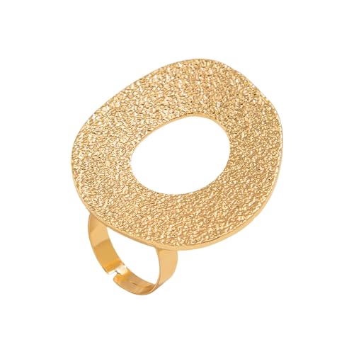 Zkydhbd Zeitgenössische Hämmerung Metal Statement Ringe Verstellbares Offenes Band Einzigartige Strukturierte Leichtmetallschmuck Für Alltägliche Kleidung Trendy Geschenk Für Ihren Schmuck von Zkydhbd