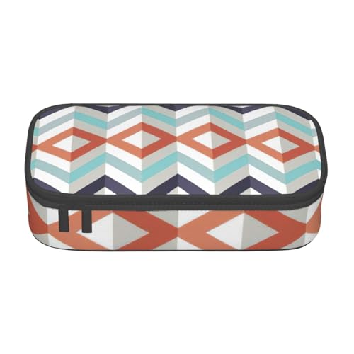 Federmäppchen mit Zickzack-Linien-Druck, großes Fassungsvermögen, Organizer, tragbare Tasche, Make-up-Tasche, Kosmetiktasche von zkyfll