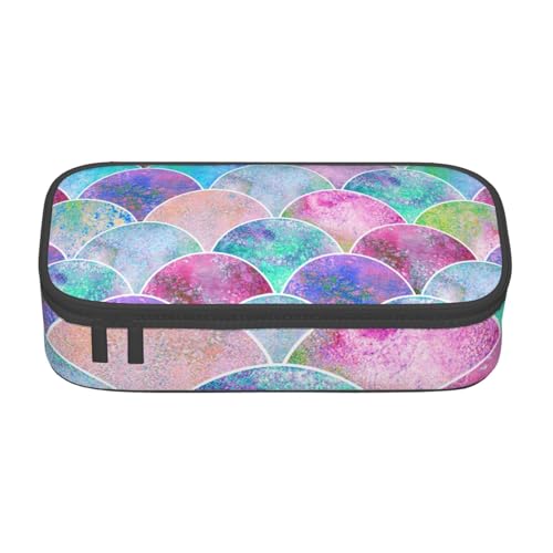 Zkyfll Federmäppchen mit Fischschuppenmotiv, großes Fassungsvermögen, tragbar, Make-up-Tasche, Kosmetiktasche von Zkyfll