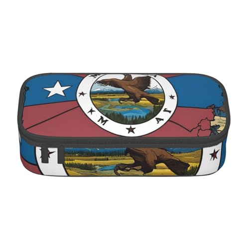 Zkyfll Federmäppchen mit abstrakter Montana-Flagge, Map04-Druck, großes Fassungsvermögen, Organizer, tragbare Tasche, Make-up-Tasche, Kosmetiktasche von Zkyfll