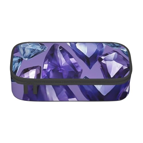 Zkyfll Federmäppchen mit blauem Amethyst 03, großes Fassungsvermögen, Organizer, tragbare Tasche, Make-up-Tasche, Kosmetiktasche von Zkyfll