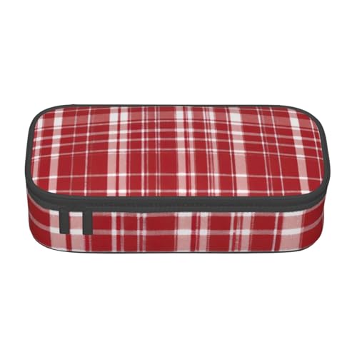 Zkyfll Federmäppchen mit großem Fassungsvermögen, Karomuster, tragbar, Make-up-Tasche, Kosmetiktasche, Rot und Schwarz Zkyfll Federmäppchen mit großem Fassungsvermögen, Karomuster, tragbar, Make-up-Tasche, Kosmetiktasche, Rot und Schwarz von Zkyfll