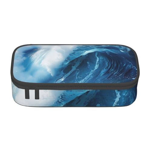 Zkyfll Federmäppchen mit großem Fassungsvermögen, Motiv: Big Ocean Wave, HD-Druck, tragbare Tasche, Make-up-Tasche, Kosmetiktasche von zkyfll