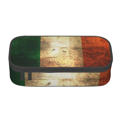 Zkyfll Federmäppchen mit irischer Flagge, großes Fassungsvermögen, Organizer, tragbare Tasche, Make-up-Tasche, Kosmetiktasche von Zkyfll