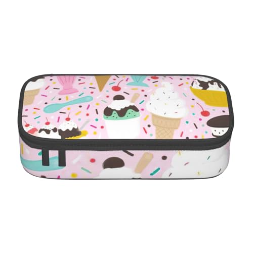 Zkyfll Federmäppchen mit süßem Eiscreme-Aufdruck, großes Fassungsvermögen, Organizer, tragbare Tasche, Make-up-Tasche, Kosmetiktasche von Zkyfll