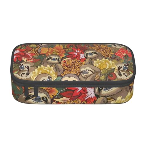 Zkyfll Lustiges Federmäppchen mit Faultier-Aufdruck, großes Fassungsvermögen, Organizer, tragbare Tasche, Make-up-Tasche, Kosmetiktasche von Zkyfll