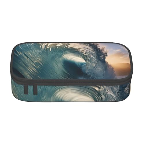 Zkyfll Ozeanwellen-Muster, große Kapazität, tragbare Make-up-Tasche, Kosmetiktasche von Zkyfll