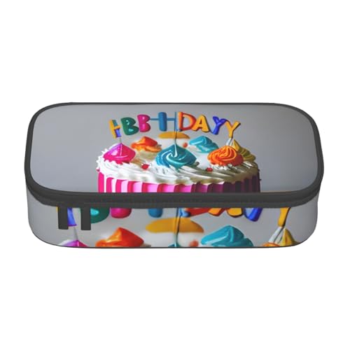 Zkyfll Portable Pencil Organizer Happy Birthday Cake, Federmäppchen, Make-up-Tasche, Kosmetiktasche von zkyfll
