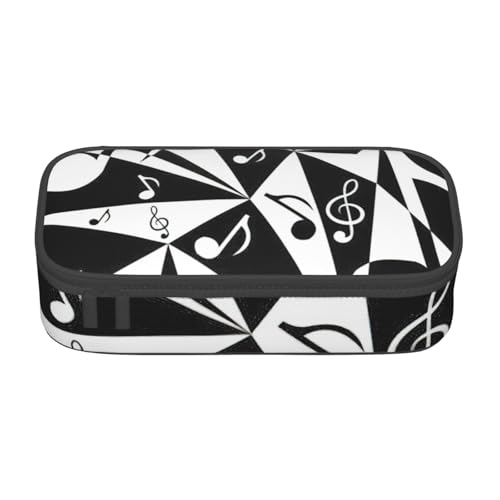 Zkyfll Stilvolle Federmappe mit großem Fassungsvermögen, Musiknoten-Muster, Make-up-Tasche, Kosmetiktasche von zkyfll