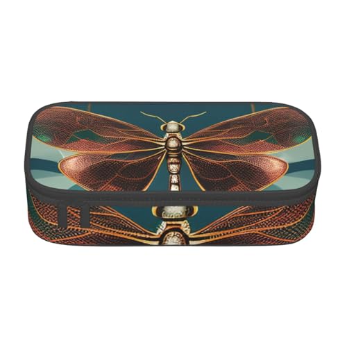 Zkyfll Tragbares Federmäppchen mit großem Fassungsvermögen, Motiv: Libelle und Lotus von Zkyfll