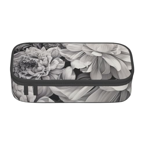 Zkyfll Tragbares Federmäppchen mit großem Fassungsvermögen, graphit Blumenmuster von Zkyfll