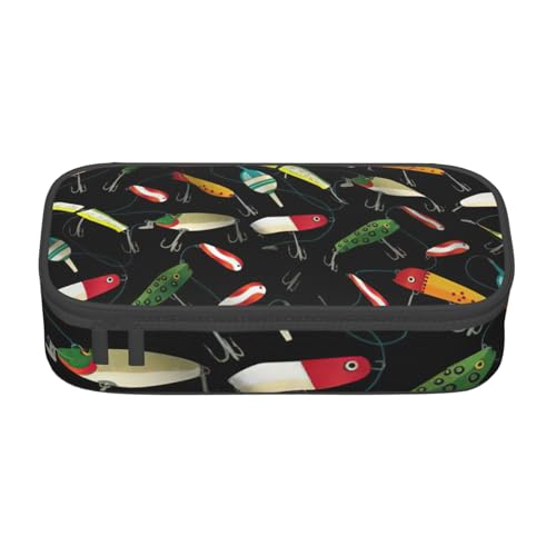 Zkyfll Tragbares Federmäppchen mit großem Fassungsvermögen, mit Fischköder-Muster, Make-up-Tasche, Kosmetiktasche von Zkyfll