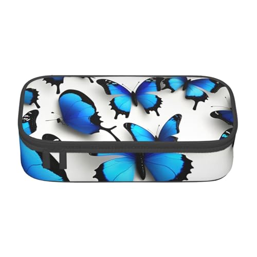 Zkyfll Tragbares Federmäppchen mit großem Fassungsvermögen, mit blauem Schmetterlingsmuster von Zkyfll