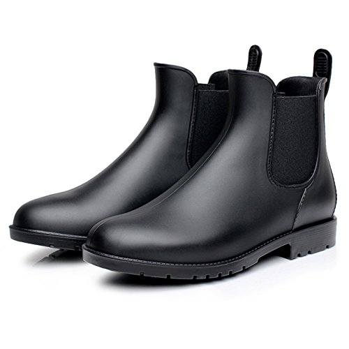 Gummistiefel Damen Kurzschaft Schwarz Braun Stiefeletten Chelsea Boots Regenstiefel für Ganzjähriges on Größe 34-43 von Zkyo