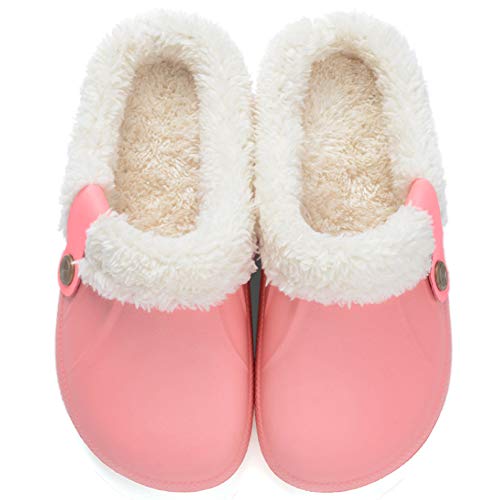 Zkyo Clogs Damen Herren Winter Warme Gefüttert Hausschuhe Leicht Rutschfeste Home Slipper Rosa Größe 35-36 (CN 35-36) von Zkyo