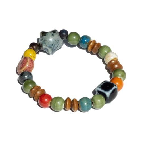 Zlanderah Böhmische bunte Perlenarmbänder, modische Perlenkette, Schmuck, Boho-Geschenke für Frauen, Einheitsgröße, Keramik, ohne Edelstein Zlanderah Böhmische bunte Perlenarmbänder, modische Perlenkette, Schmuck, Boho-Geschenke für Frauen, Einheitsgröße, Keramik, ohne Edelstein von Zlanderah