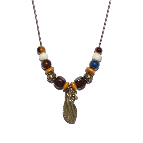 Zlanderah Keramikperlen-Halskette im Hippie-Stil mit Kupferblatt und Blume, Boho-Halskette für Damen, trendig, böhmischer Schmuck, Geschenke für Frauen, -Pullover-Halskette, verstellbar Zlanderah Keramikperlen-Halskette im Hippie-Stil mit Kupferblatt und Blume, Boho-Halskette für Damen, trendig, böhmischer Schmuck, Geschenke für Frauen, -Pullover-Halskette, verstellbar von Zlanderah